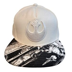 Star Wars Rebel Fighter Sublimatiin Baseball Hat Snapback White / Black Rim Art